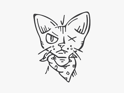 Personal mark bandana cat illustration mean mug sketch