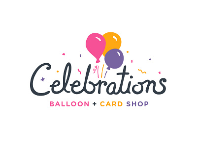 Celebrate! balloons celebration confetti logo