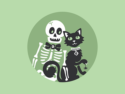 Spooky Buddies cat halloween illustration skeleton