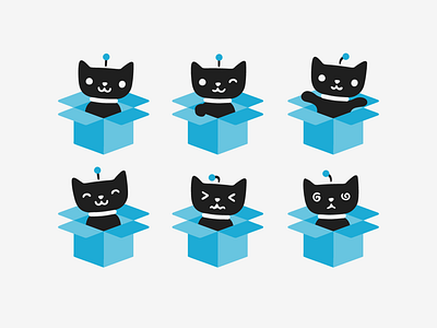 Hiya! I'm Boxi. box cat emojis icons ilustration