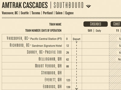 Amtrak Train Schedule by Michael McMillan on Dribbble Amtrak Train Schedule by Michael McMillan on Dribbble