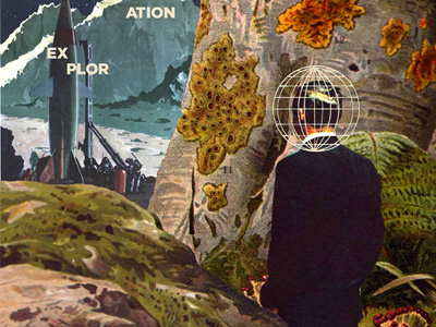 Exploration collage exploration screenprint space vintage