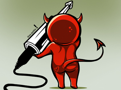 When the devil comes Rockin cellshade cute devil ilias illustration plug red satan