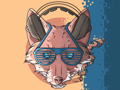 Fox Illustration adobe cigar cool fox glasses headset illustration illustrator photoshop