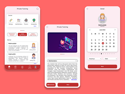 Private Tutoring App graphic design ui