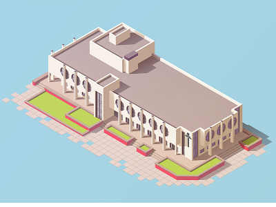 Low poly LORTA Palace of Culture in Lviv