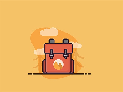 Travel backpack backpack cloud icon illustration nature red travel trees wild