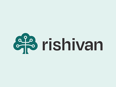 Rishivan branding geometric green icon identity logo logos simple tech tree