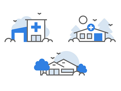 Medical facility icon illustrations