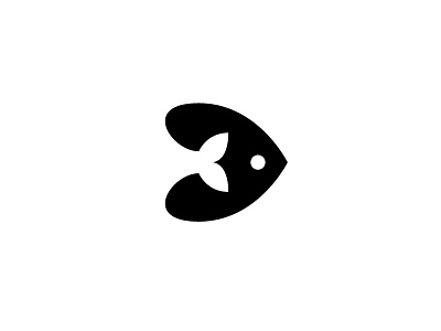 Fish fish icon logo negative simple