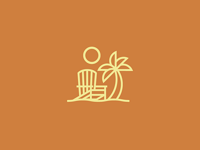 Chair beach branding icon lineart logo orange relaxation sunset thick lines