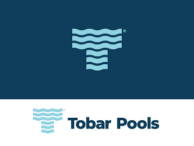 Tobar Pools blue branding business icon identity logo pool thick lines water