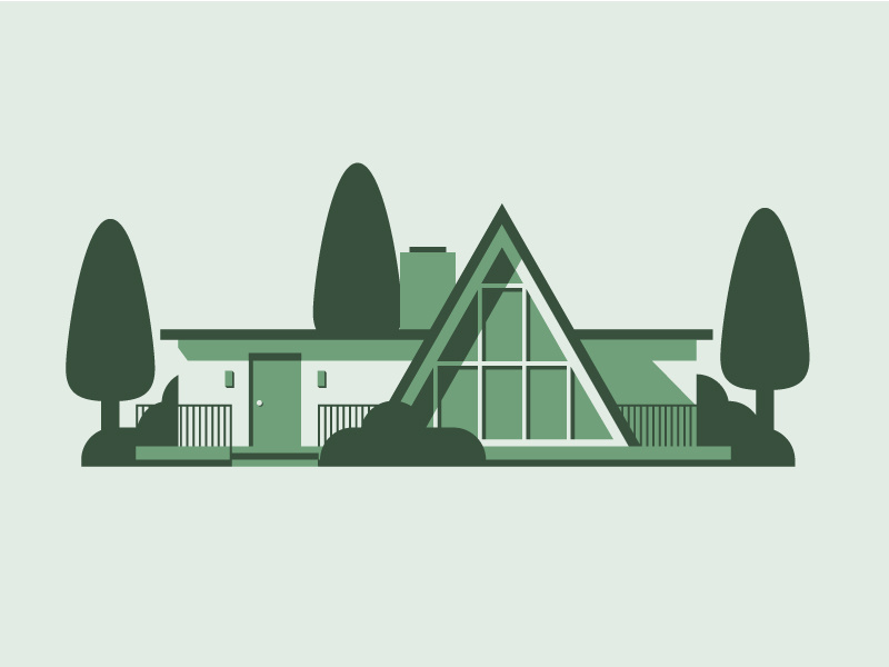 Mid-century home Pt. III geometric simple green monochrome mid century architecture illustration
