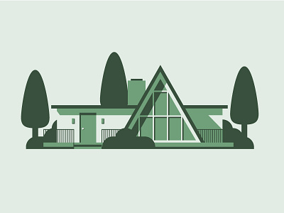 Mid-century home Pt. III architecture geometric green illustration mid century monochrome simple