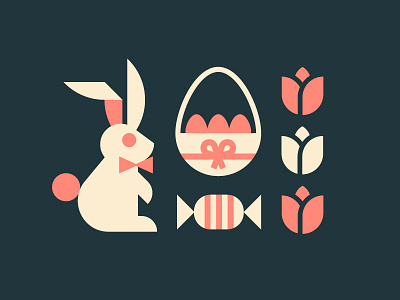 Easter easter easter bunny geometric icon icons illustration rabbit simple tulip tulips