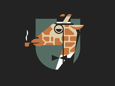 Sir Giraffe badge badges flat flat design geometric giraffe illustration vector