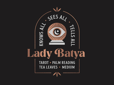 Lady Batya badge badge design branding crystalball foil lockup psychic retro rosegold typography vintage
