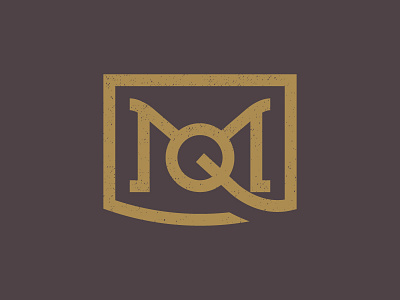MQ Monogram badge distressed grunge logo m monogram mq purple q thicklines type typography vintage yellow