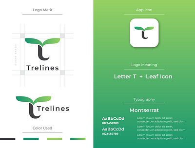 Trelines | Letter T Initial Nature Leaf Abstract Logo fresh