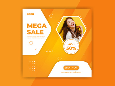 Abstract mega sale online modern social media marketing post