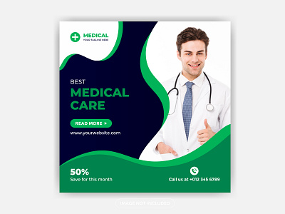 Medical healthcare social media marketing post design Instagram social media