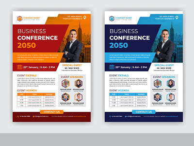 Abstract Business Conference And Online Marketing Flyer Template geometric