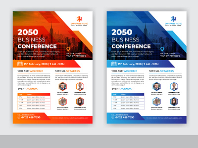 Abstract Business Conference And Event Flyer Template Design geometric