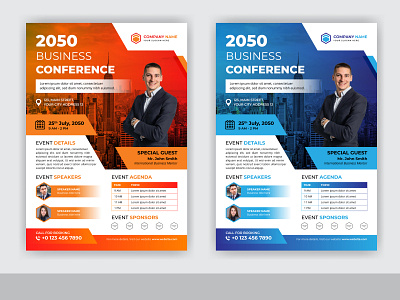 Abstract Business Conference Flyer Template Design Vector geometric