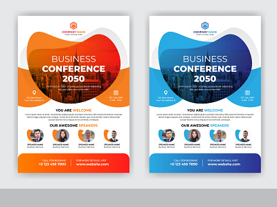 Business Conference Marketing Flyer Template Design geometric