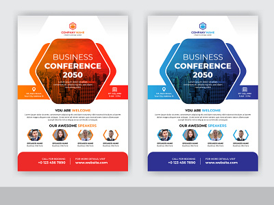 Abstract Business Conference Marketing Flyer Template Design geometric