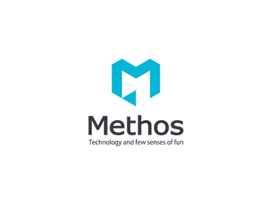 Methos blue brand identity minimal simple symbolmark technology