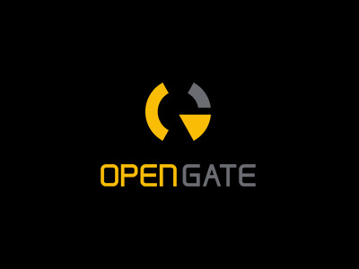 OPENGATE brand gate identity minimal open simple symbolmark yellow