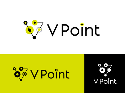 V Point circle collection identity logo minimal point v yellow