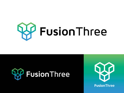 FusionThree collection fusion gradation grid identity japan logo minimal three