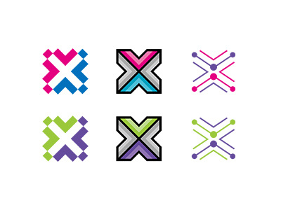 X Link choice colorful cross identity logo logoworks variation x