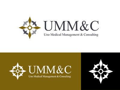 UMM&C brand consulting flat gold identity index japan management medical rudder silver symbolmark