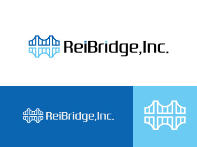 Reibridge,Inc. blue brand bridge global identity japan logo minimal simple symbolmark trade