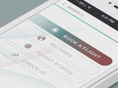 AvianAir Mobile Application airlines gradients light user interface
