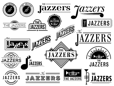 Jazzers Logo Ideation band brass drums idea ideation jazz jazzer logos music wedding