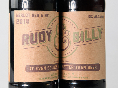 Rudy & Billy Wine Labels alcohol beer crafted hipster merlot portland vineyard wine