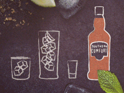 Southern Comfort Facebook Ad animation booze chalkboard cute drink food and drink liquor motion graphic new orleans southern comfort