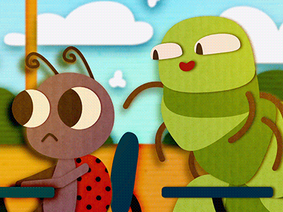 A Bug Buggin' a Bug animation bugs cardboard cartoon cute funny gif kids