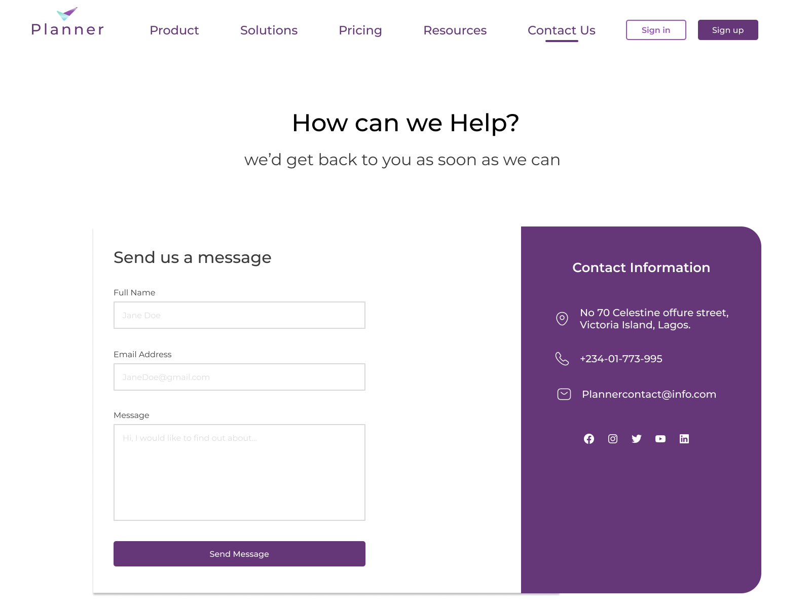 Contact Us Page by Mimi-Stephanie Ugeh on Dribbble