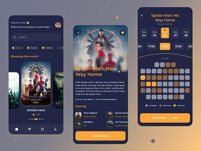 Mobile app for buying cinema tickets app cinema design experience figma interface mobile tickets ui ux web