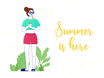 Summer is here! cool colors diva flat design illustraion stylish summer