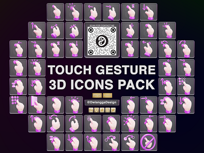Touch Gesture 3D Icons Illustration