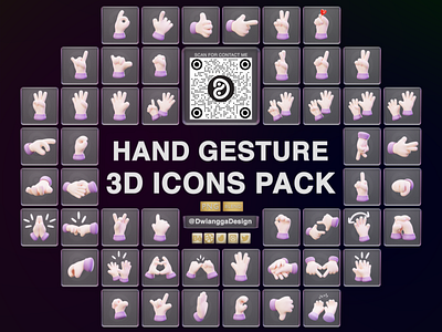 Hand Gesture 3D Icons Illustration 3d icon 3d icons 3d rendering app application branding concept cute design dwiangga folder illustration