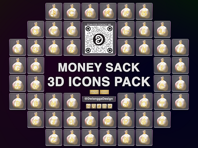 Money Sack 3D icons illustration 3d icons bank dollar economy finance money