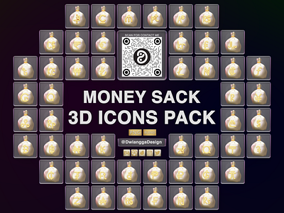 Money Sack 3D icons illustration