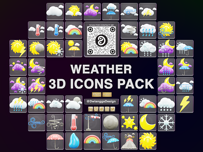 Weather 3D icons illustration